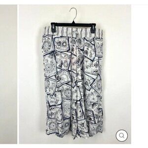 REFINERY 29 White Astrology Printed Capri Pants Elastic Waist Sz 1X